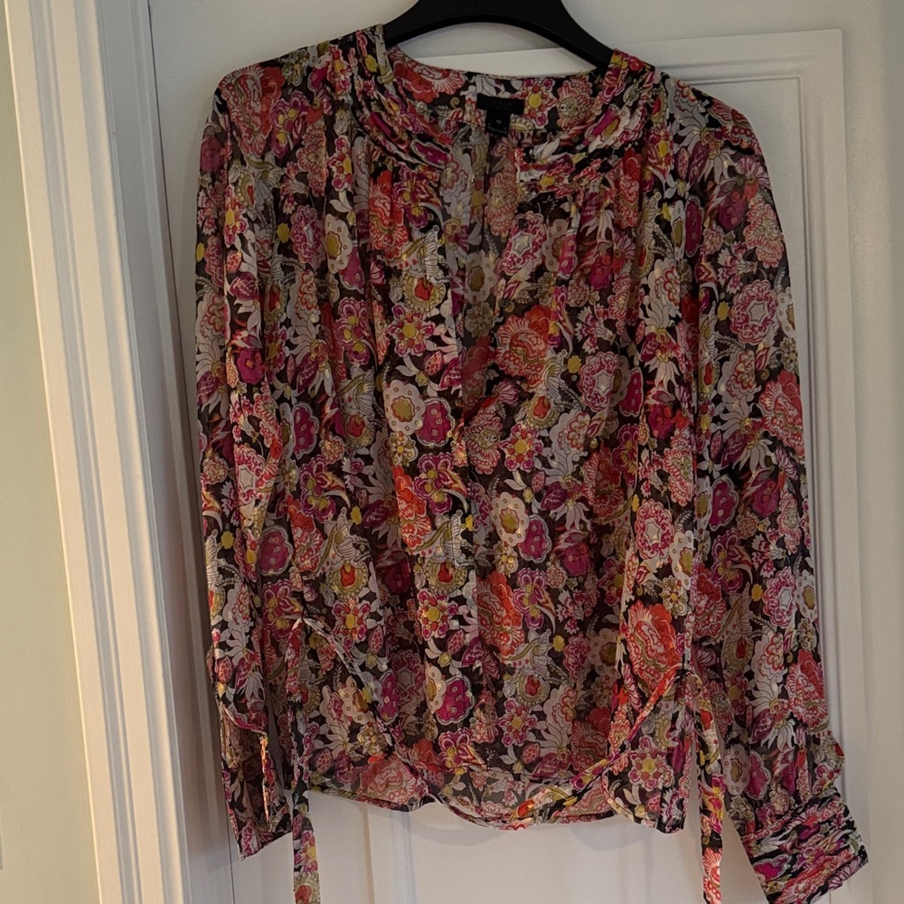 J. Crew Multicolor Floral silk blouse, sz 12